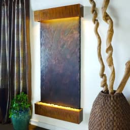 Water Wonders Grande Nojoqui Falls Lightweight Slate Wall Fountain - Copper Patina Trim thumbnail 1