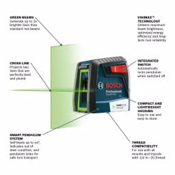 Bosch GLL40-20G VisiMax Green Beam Self-Leveling Cross Line Laser, 40 ft. thumbnail 2