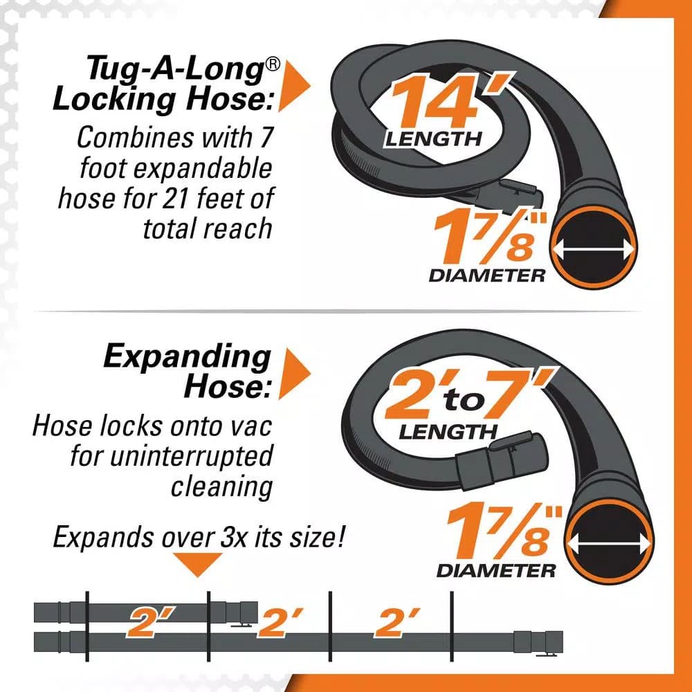 RIDGID 5 Gal. 5.0 Peak HP Stor-N-Go Portable Wet/Dry Shop Vacuum with Wall Mount and LED Car Nozzle