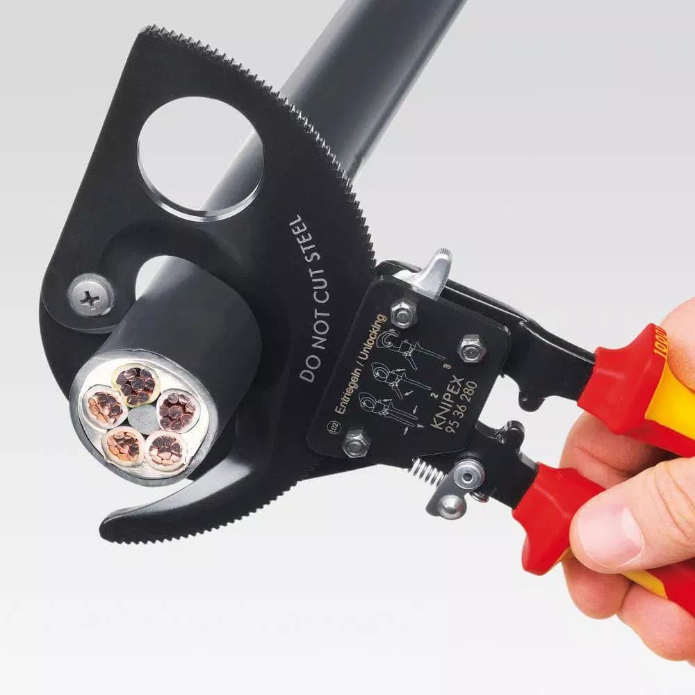 KNIPEX 11 in. Insulated 1000V Ratcheting Cable Cutters for Copper and Aluminum