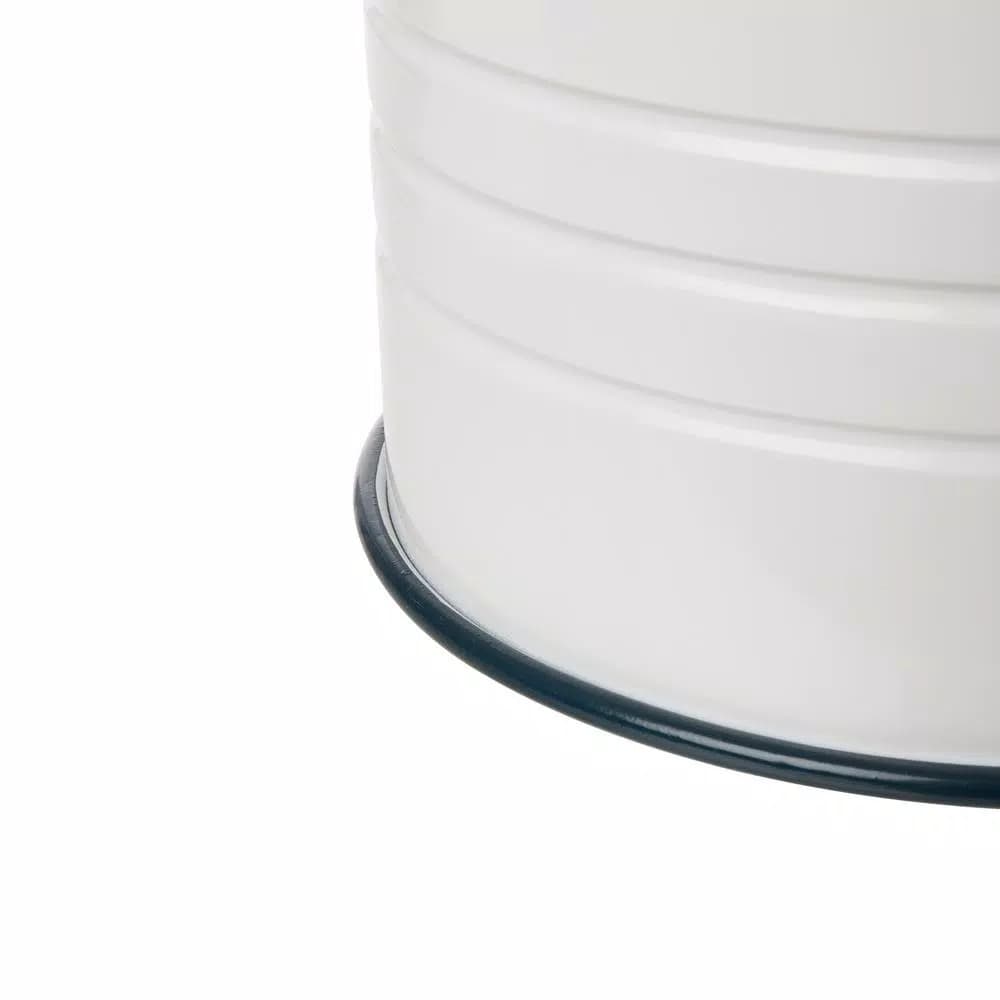 Glitzhome Farmhouse Enamel Metal Round Container Set with Wood Lids, Set of 2