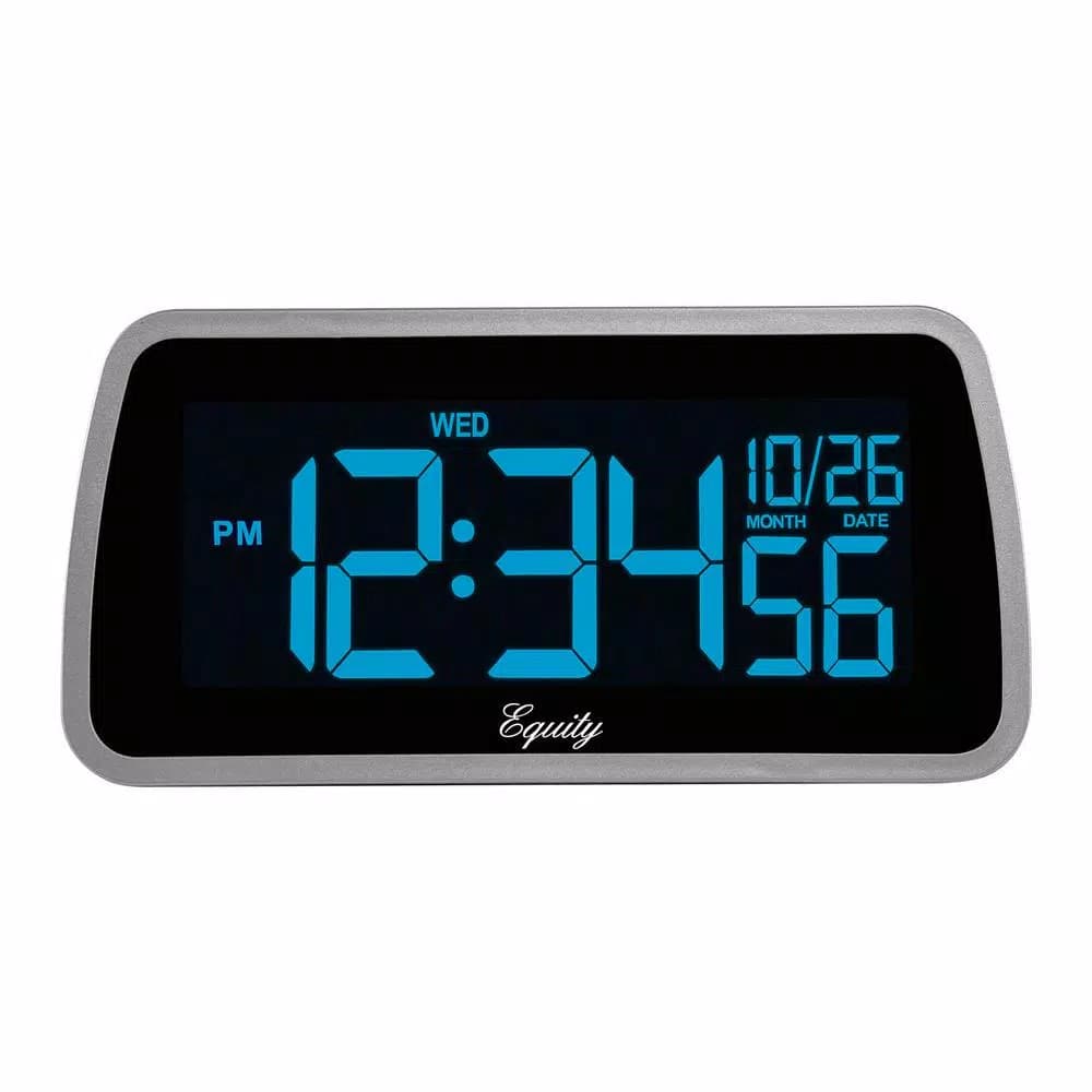 Equity by La Crosse Digital 6 x 4 in. LCD Interchangeable Color Display Alarm Clock - Silver