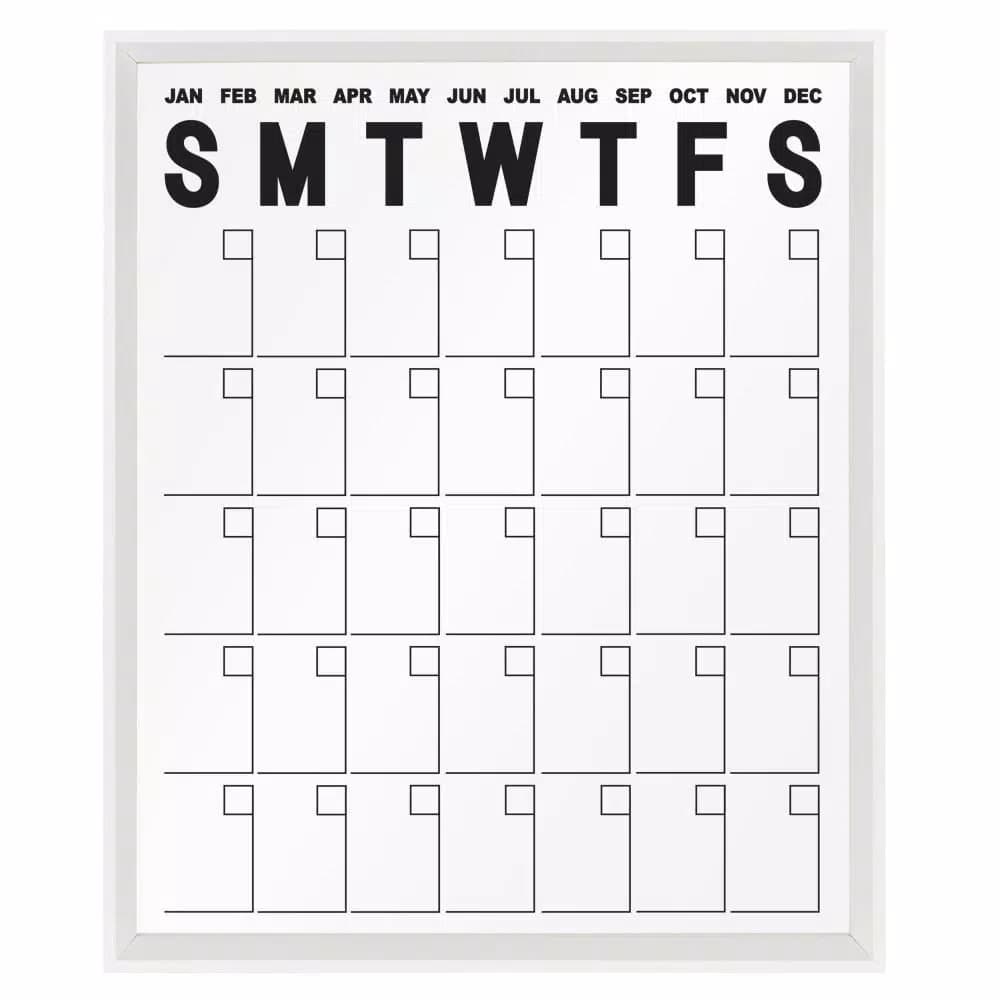 Kate and Laurel Calter White Acrylic Monthly Erasable Wall Calendar Memo Board