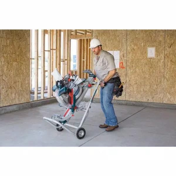 Bosch T4B Gravity Rise Miter Saw Stand with Wheels and Rapid-Release Mounts