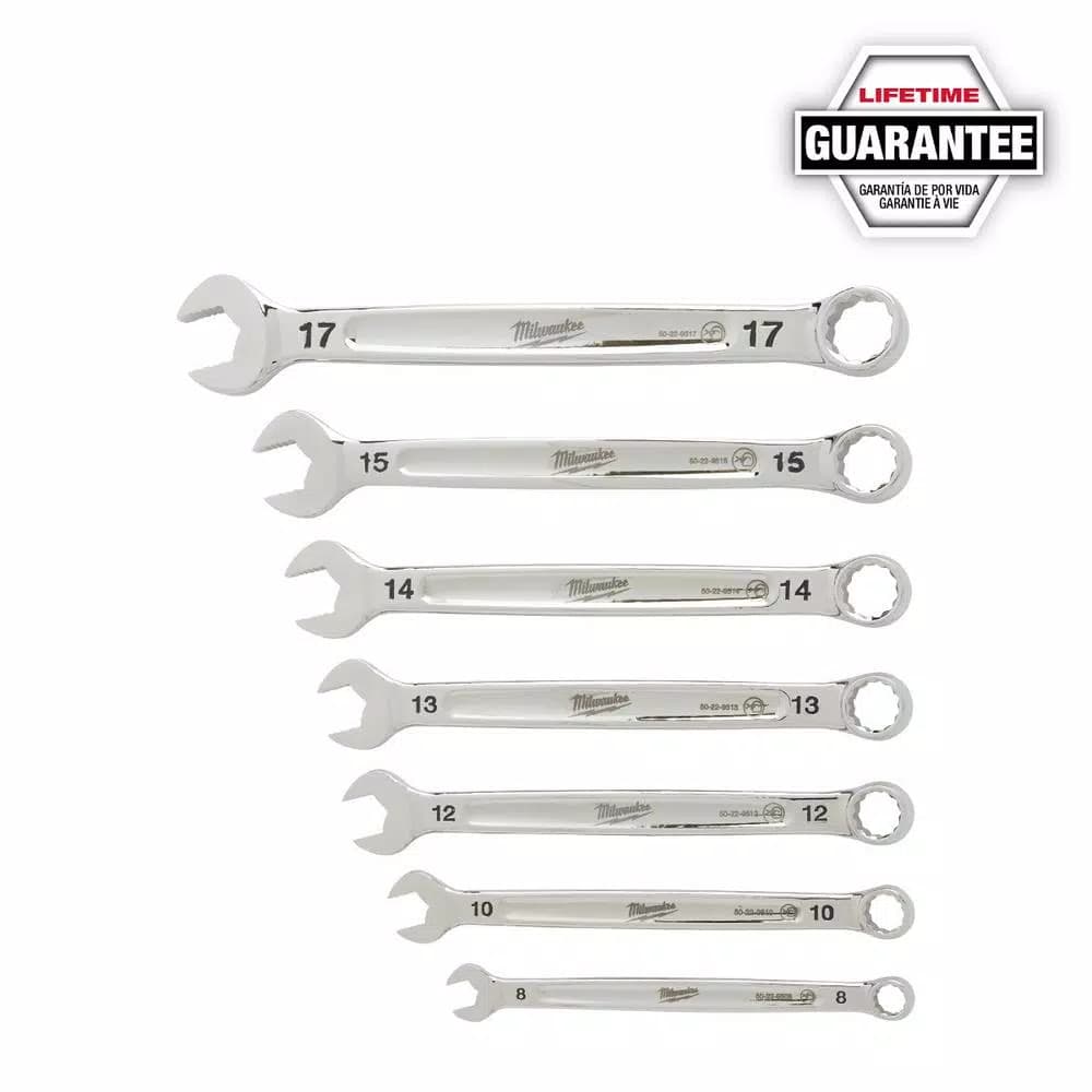 Milwaukee 7-Piece Metric Combination Wrench Set with MAX BITE Open-End Grip