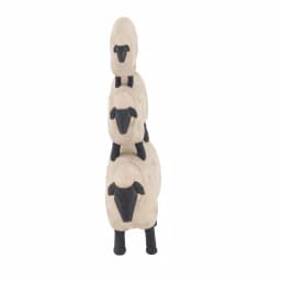 LITTON LANE 3-Stacked Sheep Polystone Sculpture - Off White Farmhouse Decor thumbnail 5