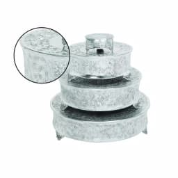 LITTON LANE Silver Aluminum Round Cake Stand Set of 4 with Floral Vine Design thumbnail 3