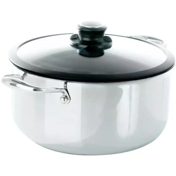 Black Cube 7.5 qt. Stainless Steel Hybrid Nonstick Stock Pot with Glass Lid