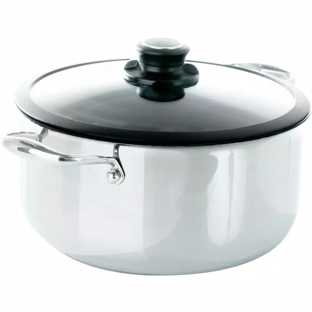 Black Cube 7.5 qt. Stainless Steel Hybrid Nonstick Stock Pot with Glass Lid