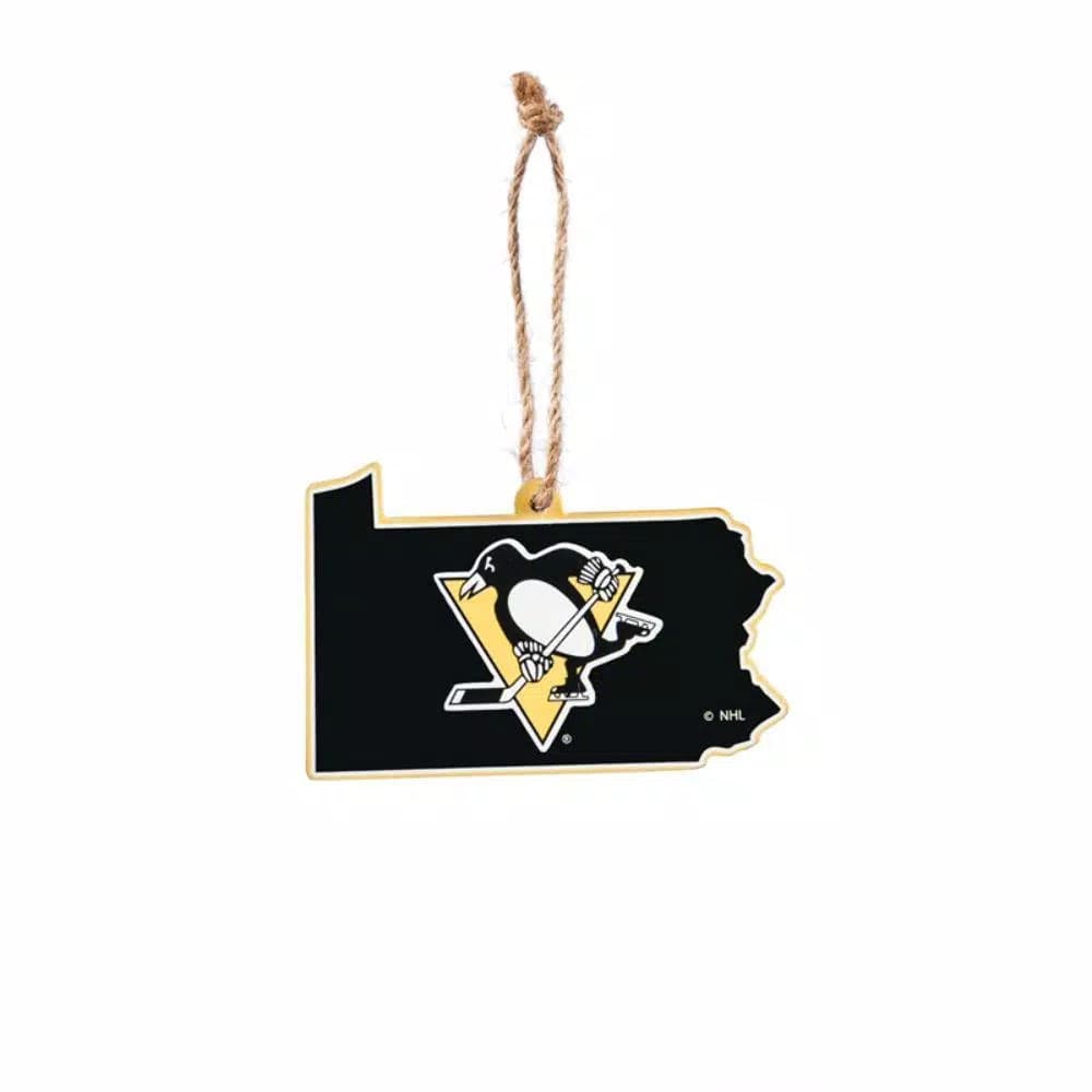 Team Sports America Pittsburgh Penguins NHL Team State Wood Christmas Ornament