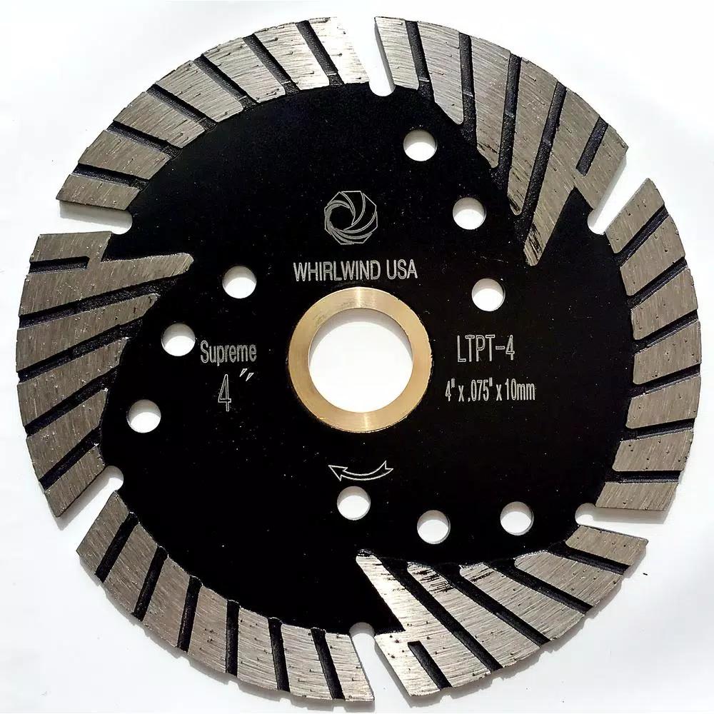 Whirlwind USA 4 in. Turbo Segmented Diamond Saw Blade for Granite, Marble, and Concrete