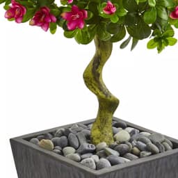 Nearly Natural 3.5-Ft. Artificial Azalea Topiary Tree with Pink Blossoms in Slate Finished Planter thumbnail 3