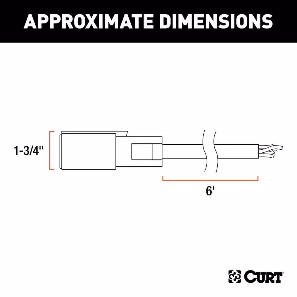 CURT 6' Replacement 7-Way RV Blade Harness - Trailer Side Connector