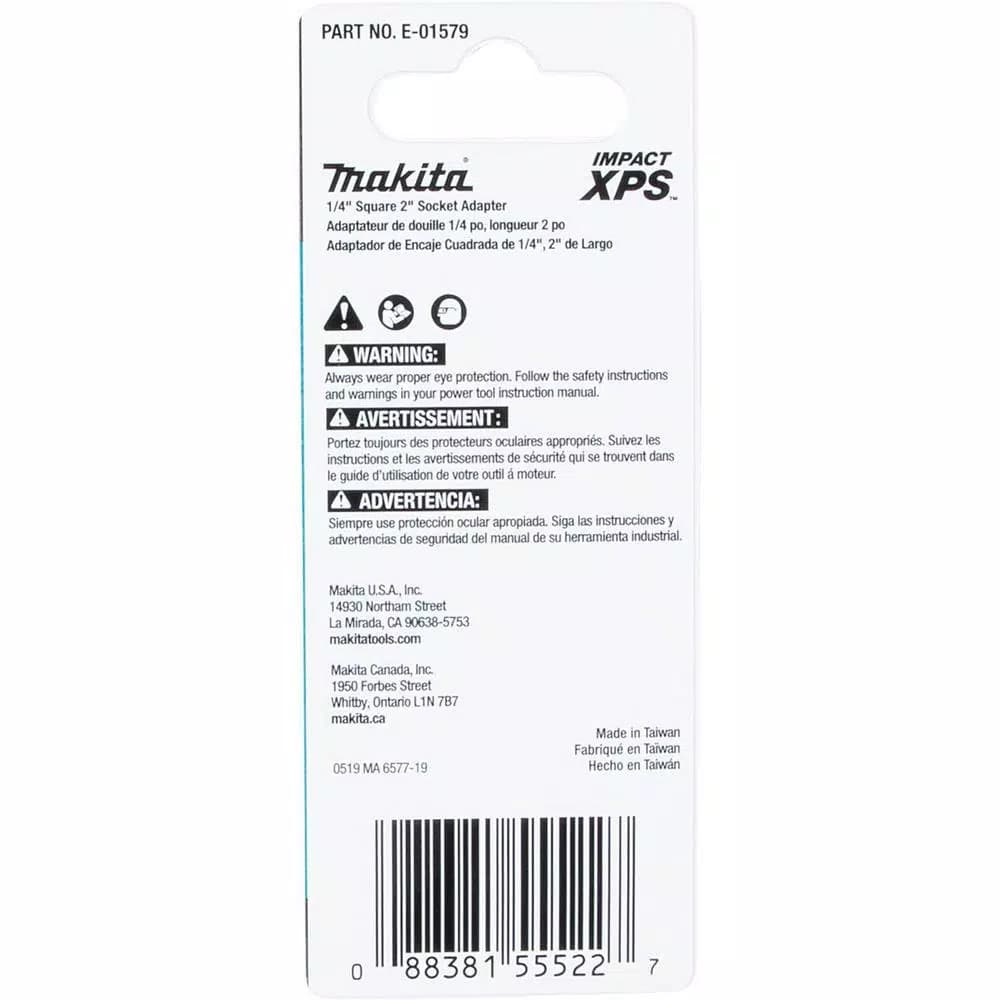 Makita ImpactXPS 1/4 in. Square 2 in. Socket Adapter for High-Torque Impact Drivers