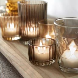 3R Studios Multi-Colored Glass and Wood Votive Candle Holder Tray Set thumbnail 3