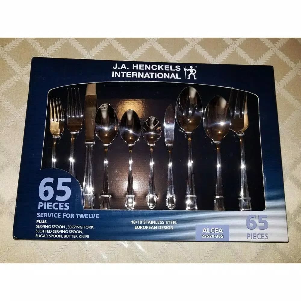J.A. HENCKELS INTERNATIONAL Henckels International Alcea 65-Piece 18/10 Stainless Steel Flatware Set, Service for 12
