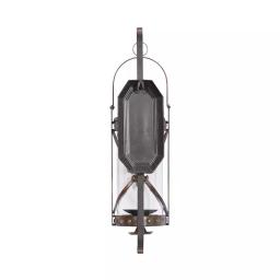 LITTON LANE Old World Riveted Burnished Bronze Iron Candle Sconce with Fleur-de-lis Motif thumbnail 3