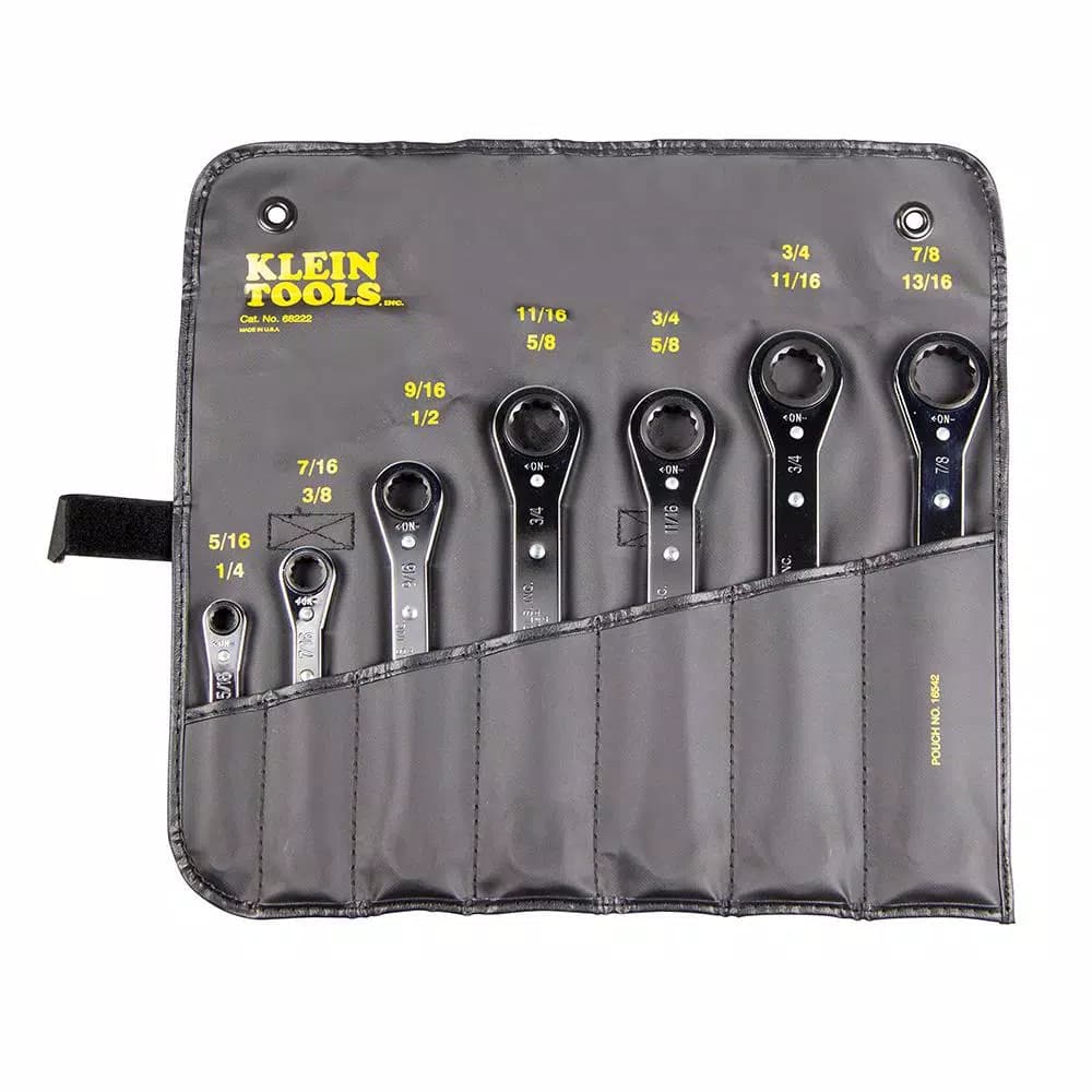 Klein Tools 7-Piece Ratcheting Box Wrench Set, SAE, Carbon Steel