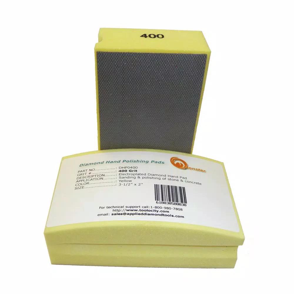 Monster Diamond 400-Grit Hand Polishing Pad Block, Electroplated for Granite, Marble, and Concrete