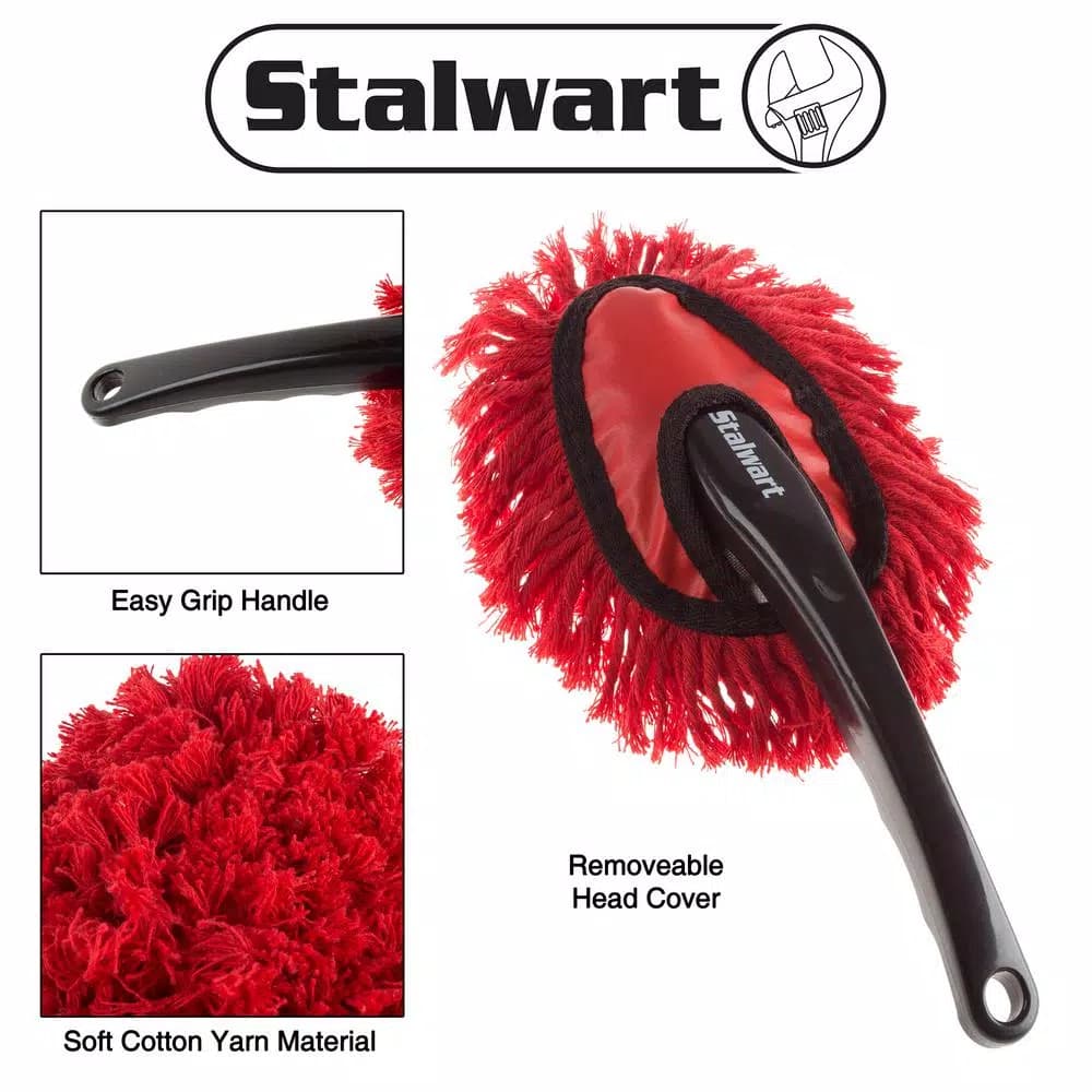 Stalwart Red Car Duster 2-Pack - Soft Cotton Yarn Microfiber Duster for Auto Interiors and Home