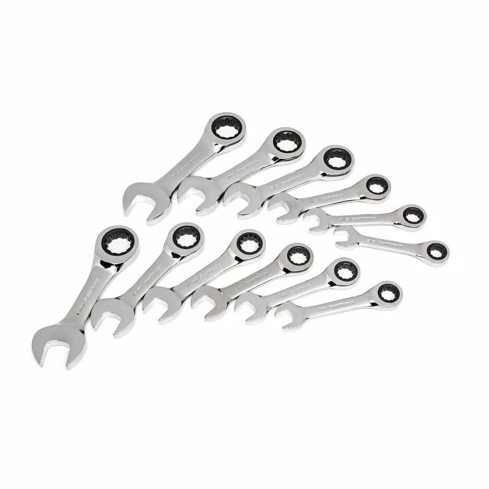 GEARWRENCH 14-Piece Stubby Combination Ratcheting Wrench Set, SAE & Metric