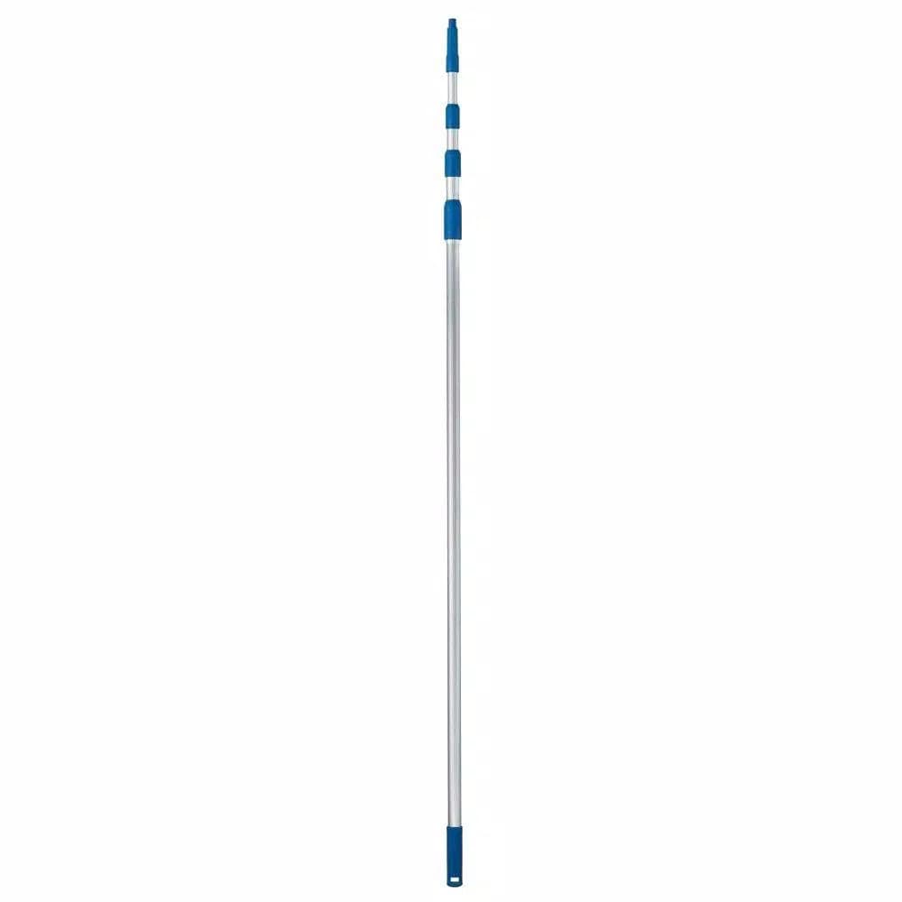 Ettore 16 ft. Reach Extension Pole, Silver Plastic Cleaning Handle