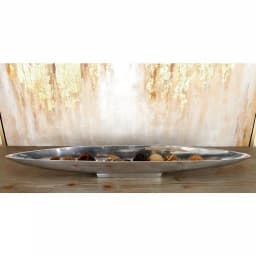 LITTON LANE Modern Reflections 36 in. Polished Silver Aluminum Canoe-Shaped Decorative Bowled Tray thumbnail 5