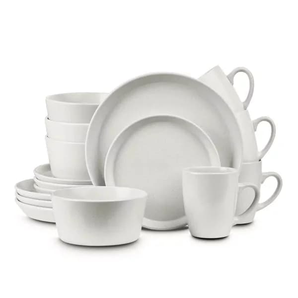 STONE LAIN 32-Piece Snow White Stoneware Dinnerware Set, Service for 8