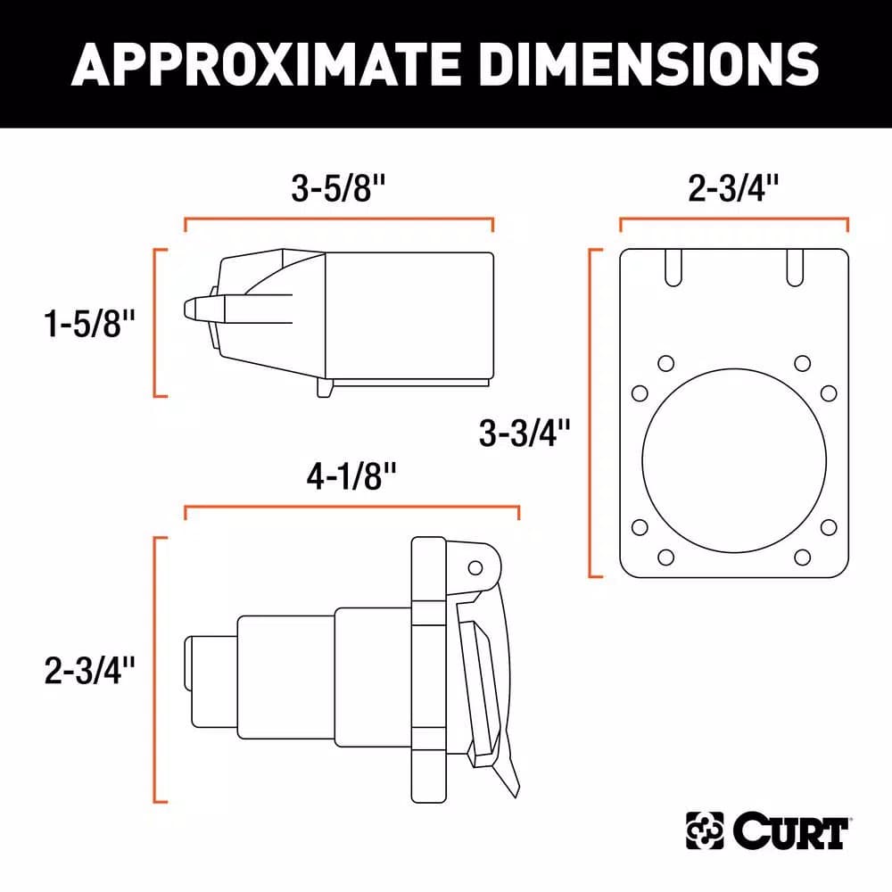 CURT 7-Way RV Blade Connector Plug & Socket Kit with Hardware