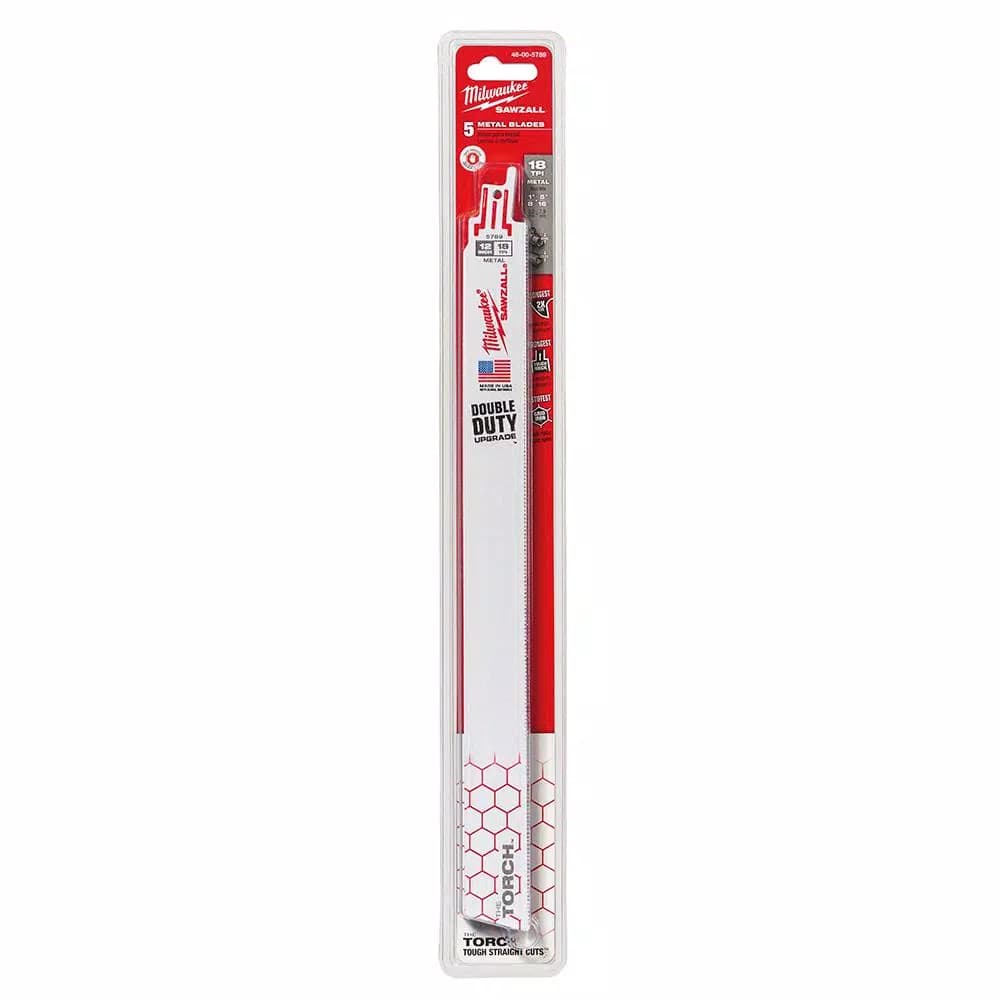 Milwaukee Torch 12 in. 18 TPI Metal Cutting Reciprocating Saw Blades, 5-Pack