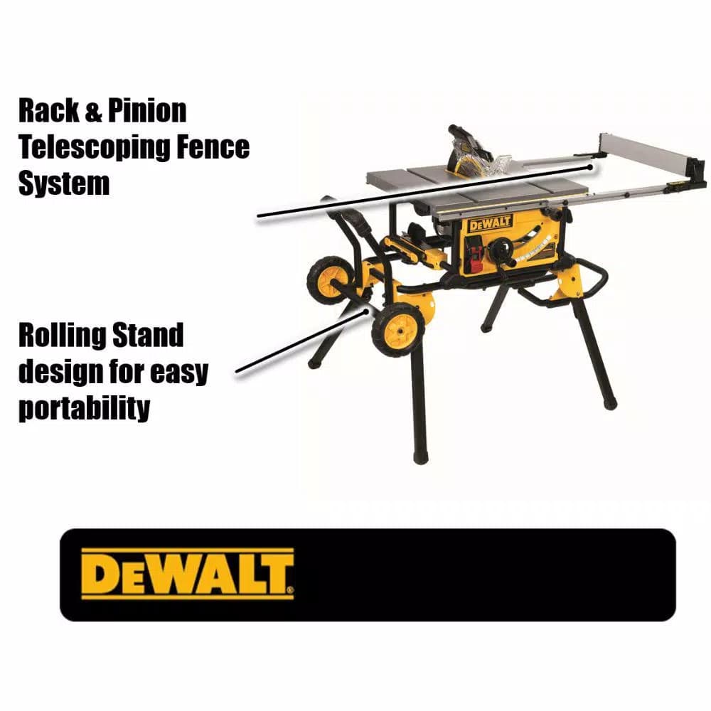 DEWALT DWE7491RS 10 in. 15 Amp Corded Job Site Table Saw with Rolling Stand
