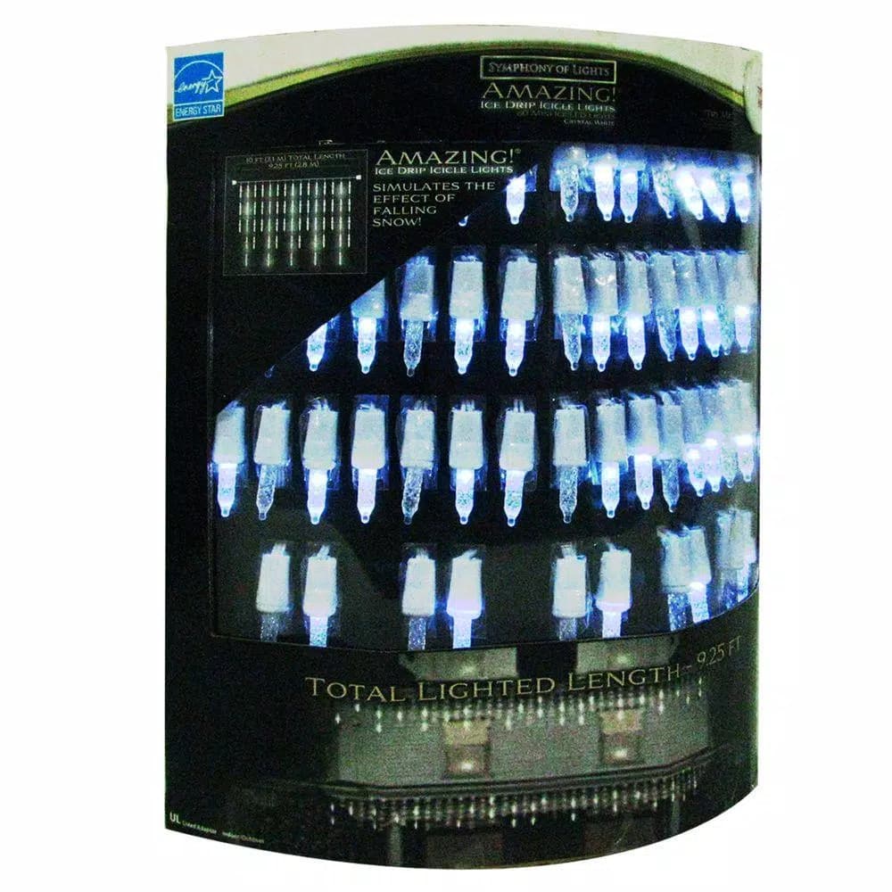 Brite Star 60-Light Pure White Amazing Ice Drip LED Icicle Light Set