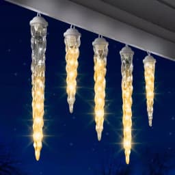 LightShow 8-Light Classic White Shooting Star LED Icicle Light Set, Outdoor, 7.5 ft thumbnail 6