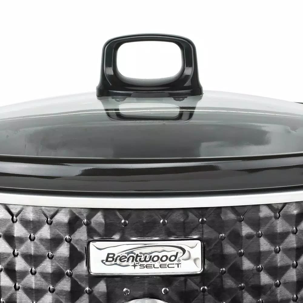 Brentwood Appliances 7 Qt. Black Slow Cooker with Removable Ceramic Pot and Tempered Glass Lid
