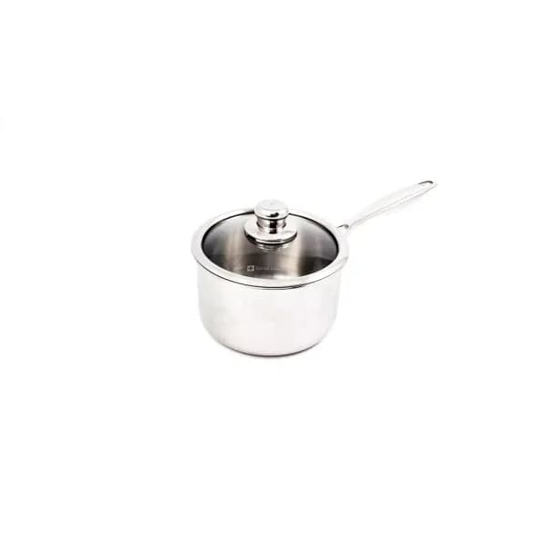 Swiss Diamond Premium Clad 3.7 qt. Stainless Steel Saucepan with Glass Lid