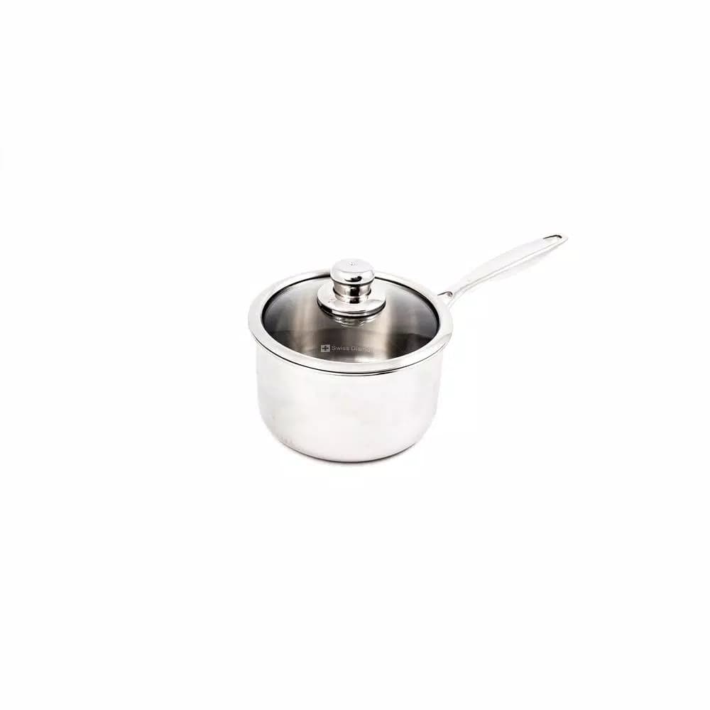Swiss Diamond Premium Clad 3.7 qt. Stainless Steel Saucepan with Glass Lid