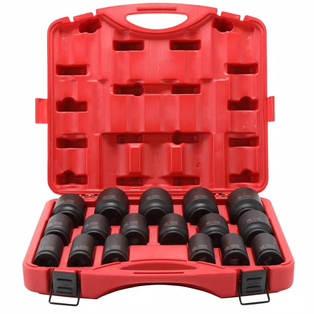 SUNEX TOOLS Sunex 468 3/4 in. Drive Deep Metric Impact Socket Set, 17-Piece