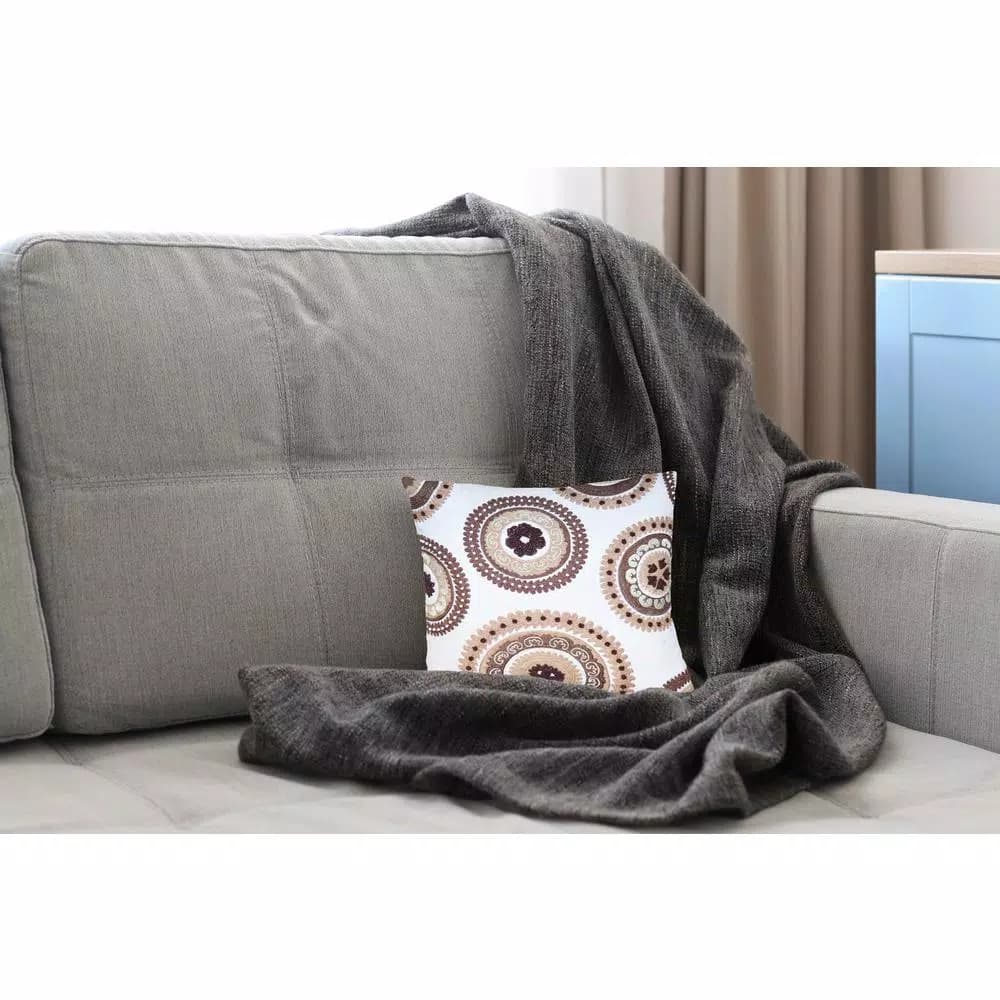 Unbranded Maryam Brown and White Geometric Cotton Throw Pillow, 20 x 20 in.