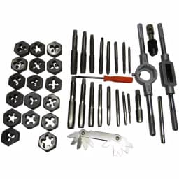 Drill America 40-Piece Metric Carbon Steel Tap and Die Set, 3 mm - 12 mm Hex Dies with 2 Tap Wrenches thumbnail 3