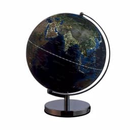 Unbranded 15 in. Blue Globe with City Lights and Chrome Metal Frame thumbnail 3