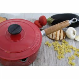 Chasseur 2.5 qt. Enameled Cast Iron Sauce Pan with Lid, Red thumbnail 3