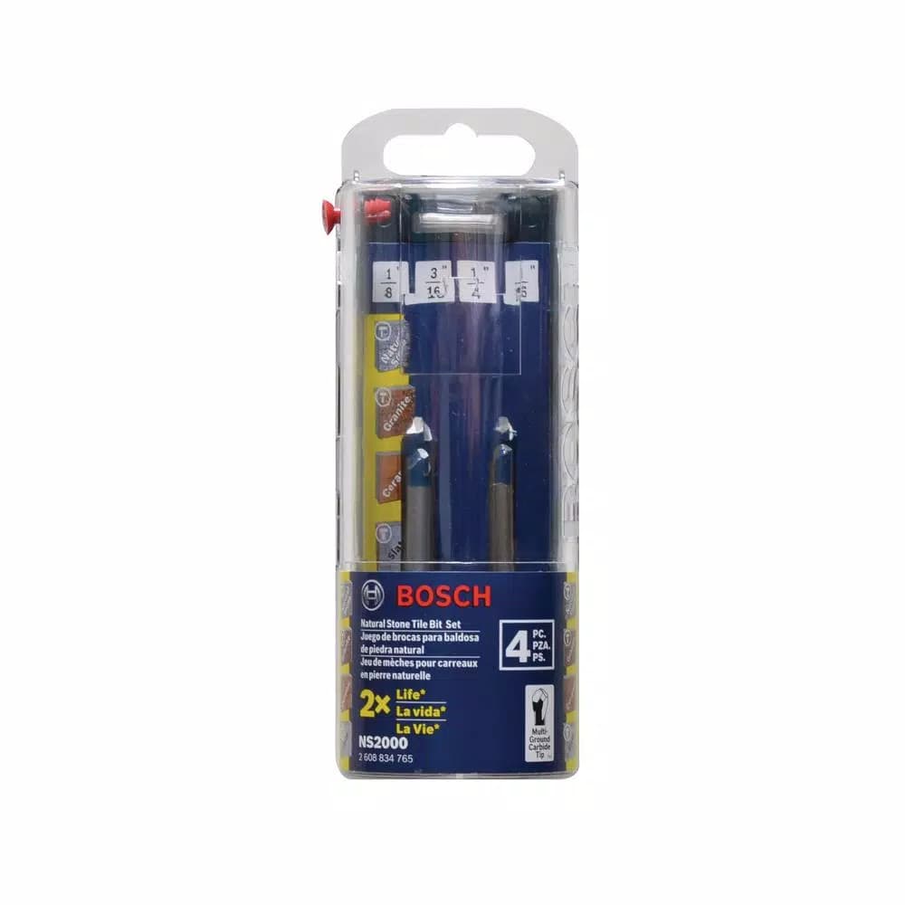 Bosch Carbide Tipped Natural Stone and Tile Drill Bit Set, 4-Piece