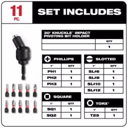 Milwaukee SHOCKWAVE 30° Knuckle Pivoting Bit Holder Set, 11-Piece thumbnail 2