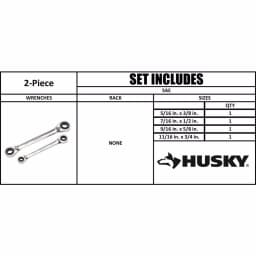 Husky 2-Piece SAE Quad Drive Reversible Ratcheting Wrench Set thumbnail 5