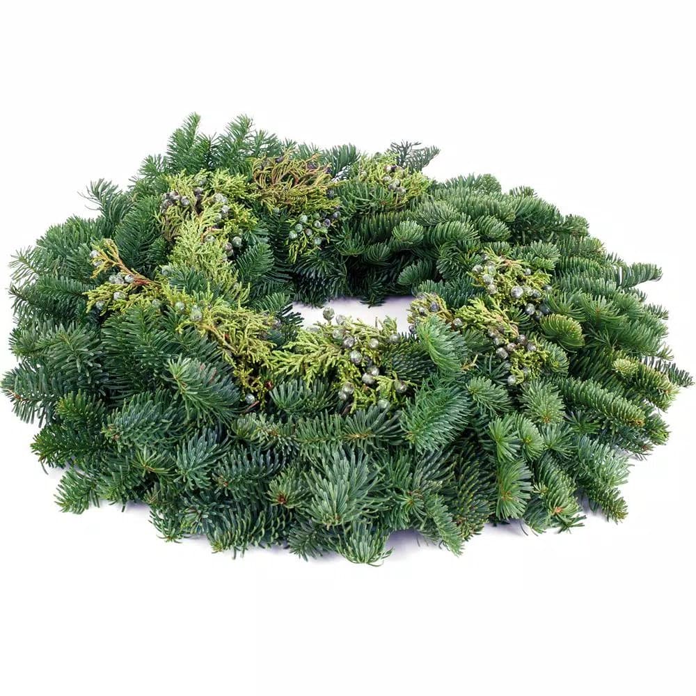 VAN ZYVERDEN 20 in. Fresh Cut Pacific Northwest Juniper and Noble Fir Christmas Wreath