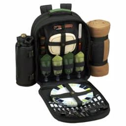 Unbranded Eco Collection Deluxe 4-Person Picnic Backpack with Blanket and Insulated Cooler Compartment thumbnail 1