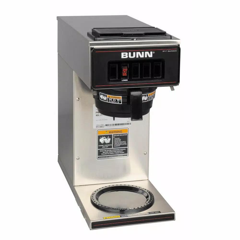 BUNN VP17-1SS 12-Cup Commercial Pourover Coffee Brewer with Warmer, Stainless Steel