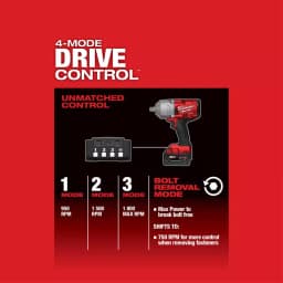 Milwaukee M18 FUEL 1/2 in. High Torque Impact Wrench with Pin Detent (Tool-Only) thumbnail 6