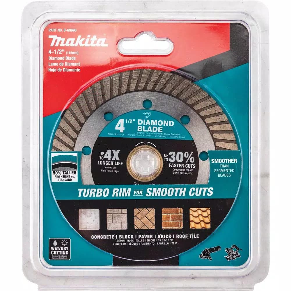 Makita 4.5 in. Turbo Rim Diamond Blade for General Purpose Masonry Cutting