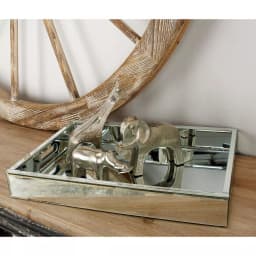 LITTON LANE 18 in. Modern Silver Decorative Mirror Tray with Polished Aluminum Exterior thumbnail 7